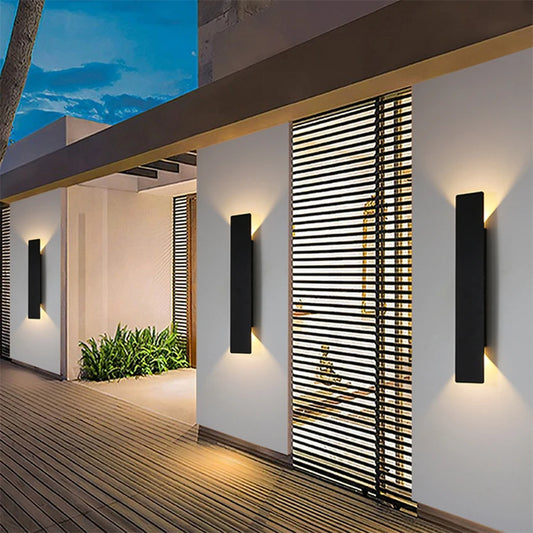 Lámpara de pared impermeable para exteriores, lámpara LED moderna de aluminio blanco y negro, lámparas de pared de luz inferior, accesorios impermeables IP65 de 110V y 220V