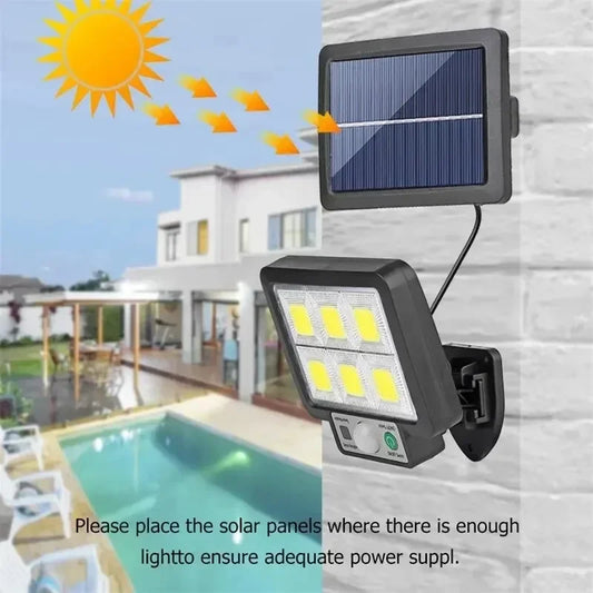 Lámpara de pared dividida Solar LED, lámparas con Sensor de movimiento impermeables de 3 modos, alumbrado público de jardín, lámpara Solar para luz de pared de seguridad de garaje