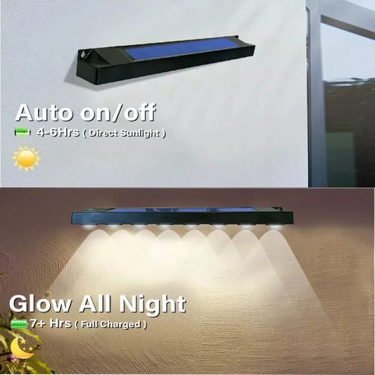 Lámpara de pared con energía Solar 4/8LED, lámpara de jardín impermeable para exteriores, balcón, escalera, valla, iluminación decorativa atmosférica