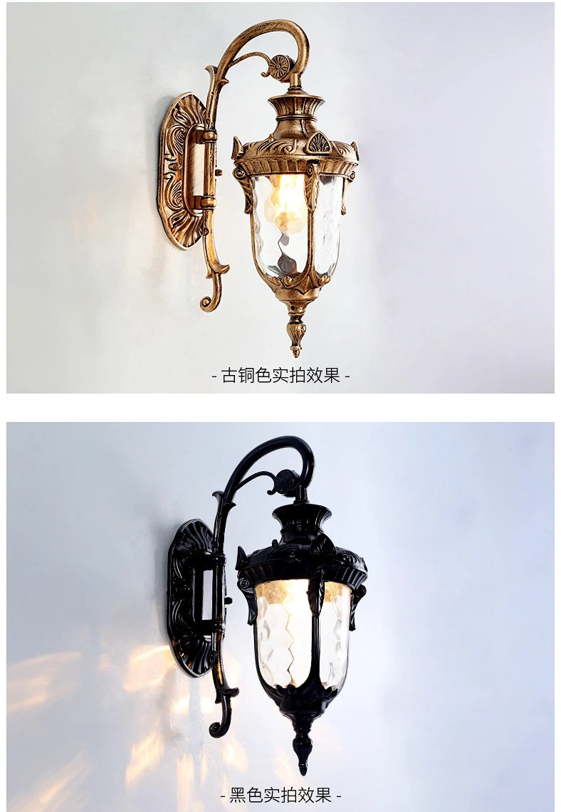 Lámpara de pared para exteriores europea, luz Exterior Retro de estilo americano, luces de jardín O impermeables