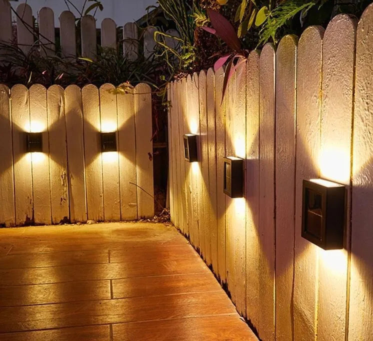 Luz Solar LED para exteriores, lámpara Solar impermeable de pared, iluminación arriba y abajo, decoración de valla para escaleras y jardín, lámpara alimentada por luz Solar