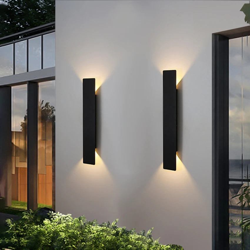 Lámpara de pared impermeable para exteriores, lámpara LED moderna de aluminio blanco y negro, lámparas de pared de luz inferior, accesorios impermeables IP65 de 110V y 220V