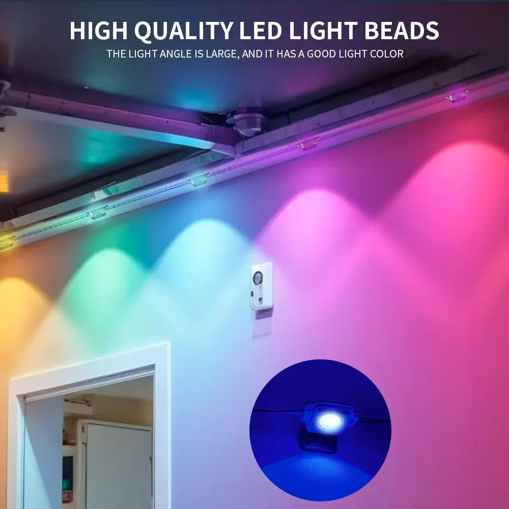 Iluminación LED atmósfera de Festival RGB impermeable permanente luces de cadena al aire libre 60m DIY aplicación inteligente y Control remoto ajustable Ea