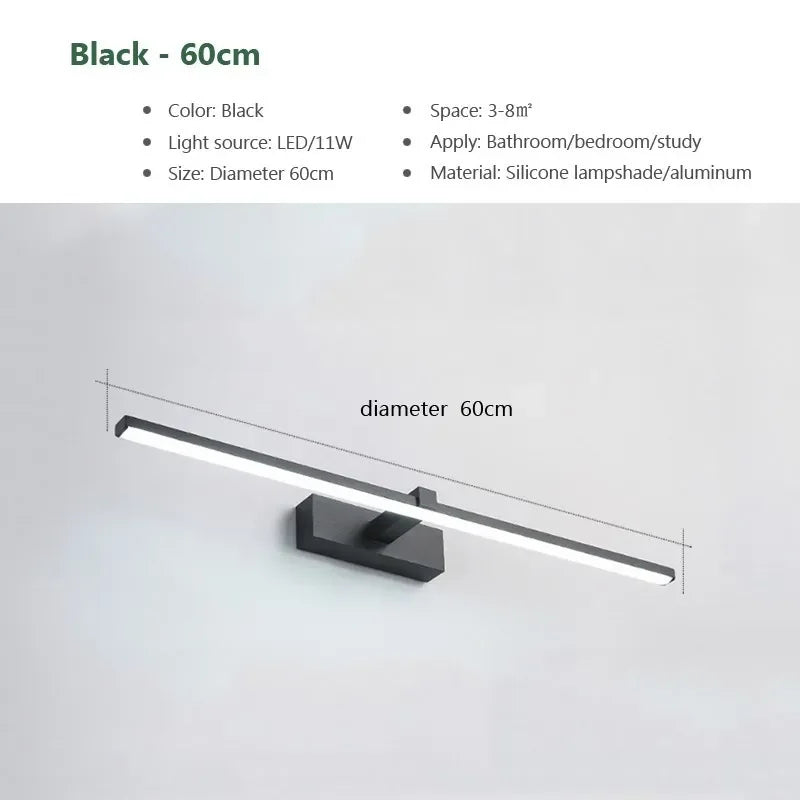 Luces Led para espejo, lámparas de pared, recarga de luz de pared para baño, lámpara plana LED, lámpara de pared interior moderna, iluminación para baño, maquillaje