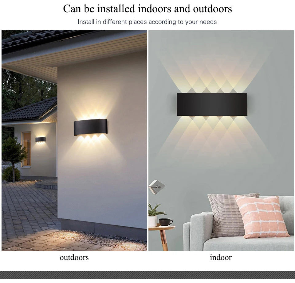 Lámpara de pared LED 4/6/8/10, lámparas de pared para exteriores, iluminación arriba y abajo para decoración de habitaciones interiores, iluminación de jardín, farolas