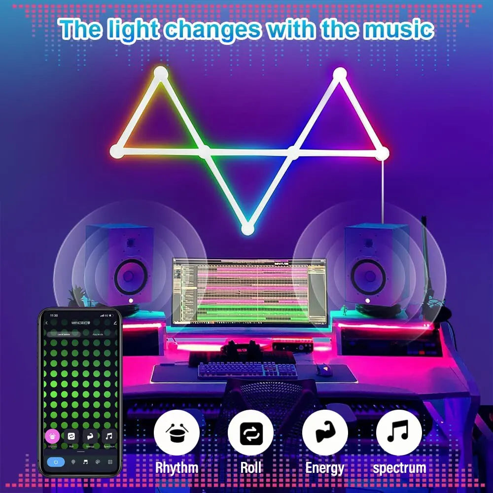 Lámpara LED de pared inteligente RGBIC, barra de luz DIY, luz nocturna de ambiente, aplicación de música, ritmo, retroiluminación de TV, decoración de sala de juegos para dormitorio