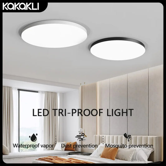 Luz de techo LED impermeable para baño, luz Circular Simple de tres pruebas, accesorio de iluminación para el hogar, sala de estar, dormitorio, pasillo, porche