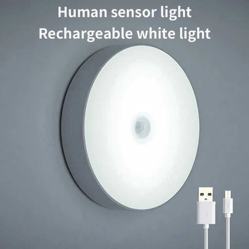 Luces LED inteligentes con Sensor de cuerpo humano, iluminación automática de emergencia, carga USB, succión magnética inalámbrica, luces LED para gabinete