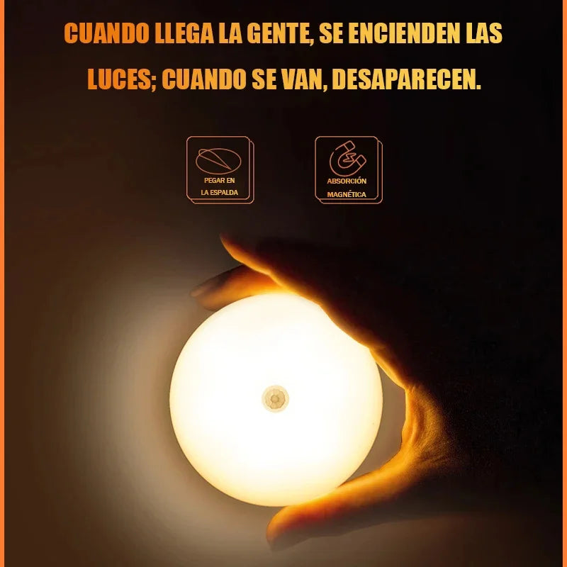 Luces LED inteligentes con Sensor de cuerpo humano, iluminación automática de emergencia, carga USB, succión magnética inalámbrica, luces LED para gabinete
