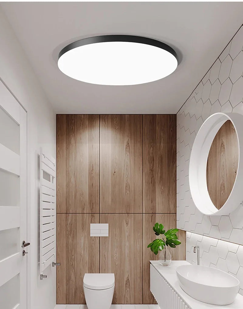 Luz de techo LED impermeable para baño, luz Circular Simple de tres pruebas, accesorio de iluminación para el hogar, sala de estar, dormitorio, pasillo, porche