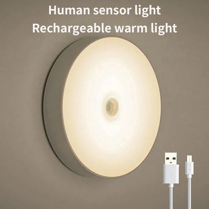 Luces LED inteligentes con Sensor de cuerpo humano, iluminación automática de emergencia, carga USB, succión magnética inalámbrica, luces LED para gabinete