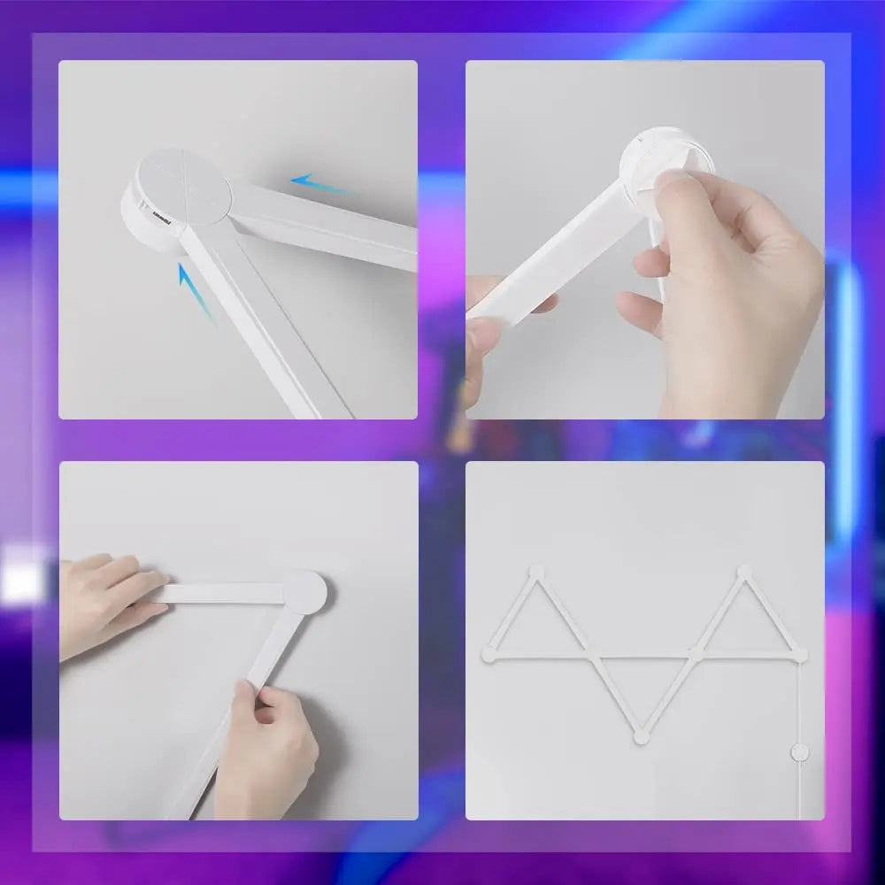 Lámpara LED de pared inteligente RGBIC, barra de luz DIY, luz nocturna de ambiente, aplicación de música, ritmo, retroiluminación de TV, decoración de sala de juegos para dormitorio