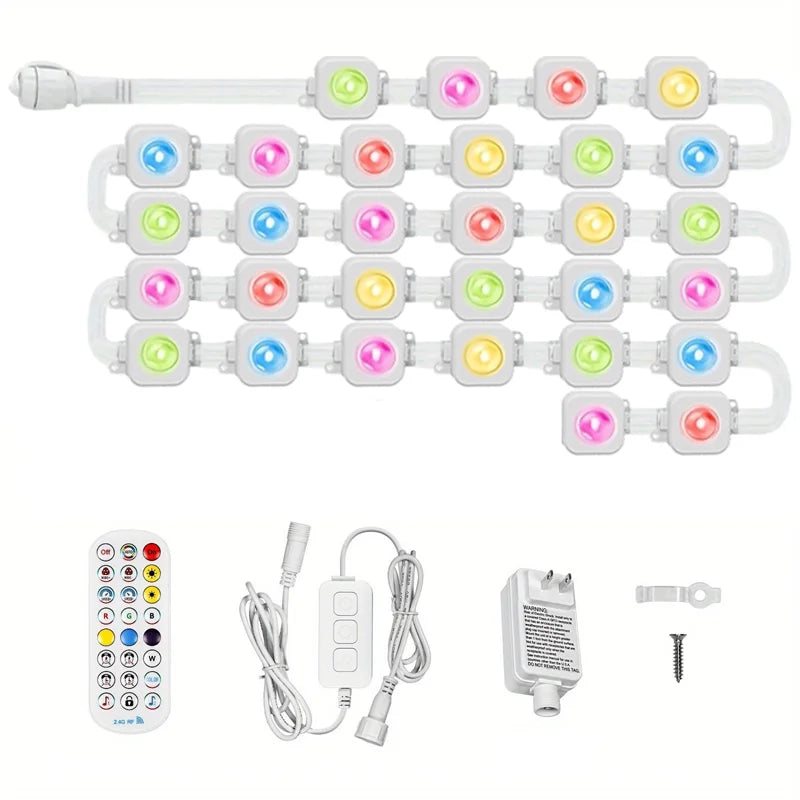 Iluminación LED atmósfera de Festival RGB impermeable permanente luces de cadena al aire libre 60m DIY aplicación inteligente y Control remoto ajustable Ea