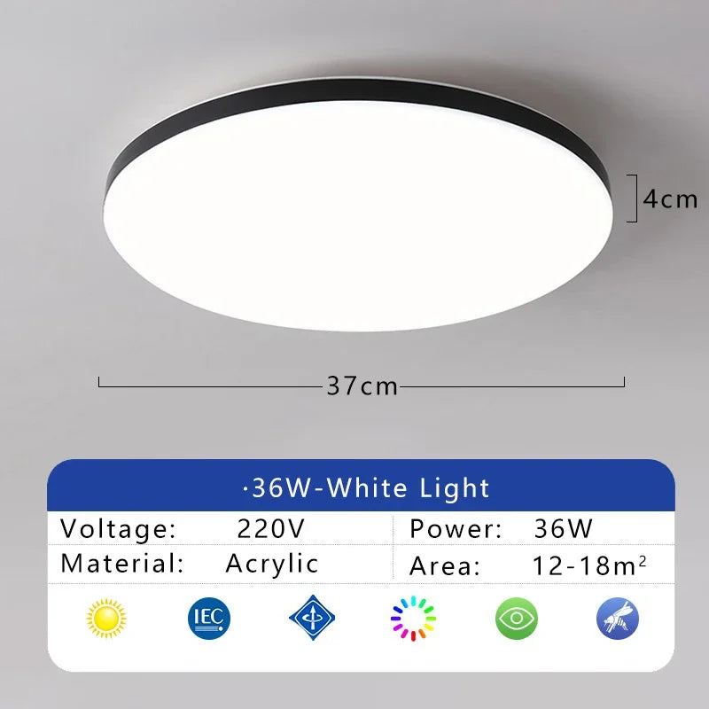 Luz de techo LED impermeable para baño, luz Circular Simple de tres pruebas, accesorio de iluminación para el hogar, sala de estar, dormitorio, pasillo, porche