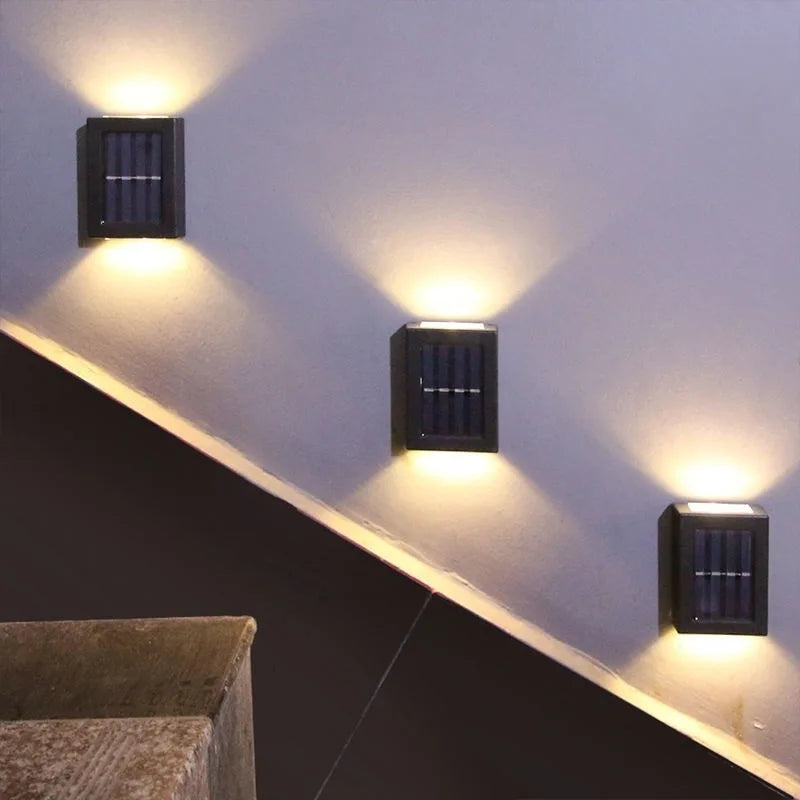 Luz Solar LED para exteriores, lámpara Solar impermeable de pared, iluminación arriba y abajo, decoración de valla para escaleras y jardín, lámpara alimentada por luz Solar
