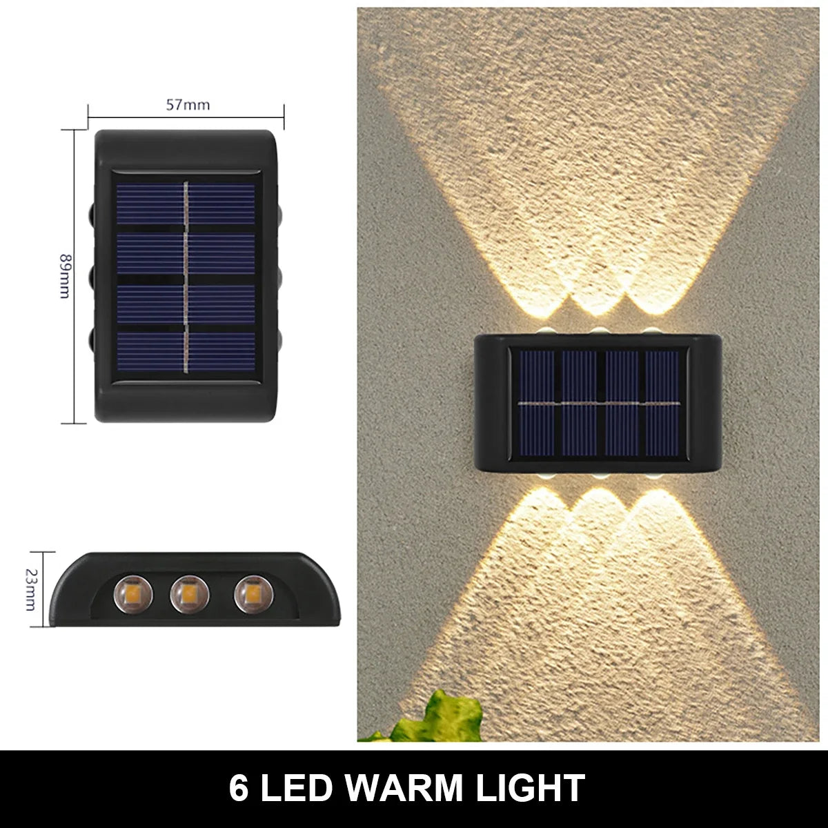 Lámpara Solar de pared para exteriores, luz cálida, impermeable, iluminación luminosa arriba y abajo, luces decorativas para balcón, patio y jardín, pared Exterior