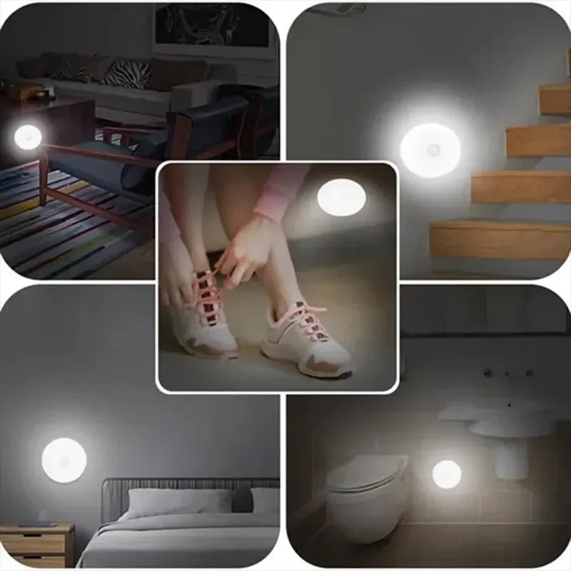 Luces LED inteligentes con Sensor de cuerpo humano, iluminación automática de emergencia, carga USB, succión magnética inalámbrica, luces LED para gabinete