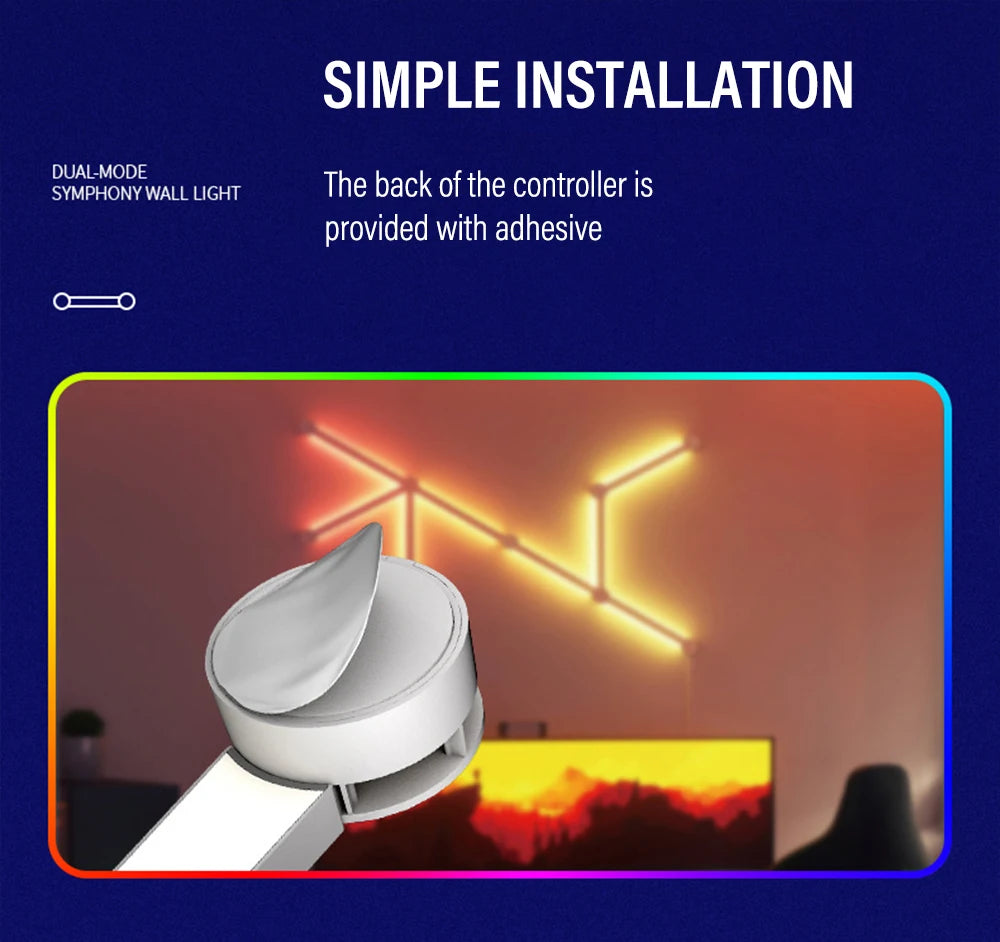 Lámpara LED de pared inteligente RGBIC, barra de luz DIY, luz nocturna de ambiente, aplicación de música, ritmo, retroiluminación de TV, decoración de sala de juegos para dormitorio