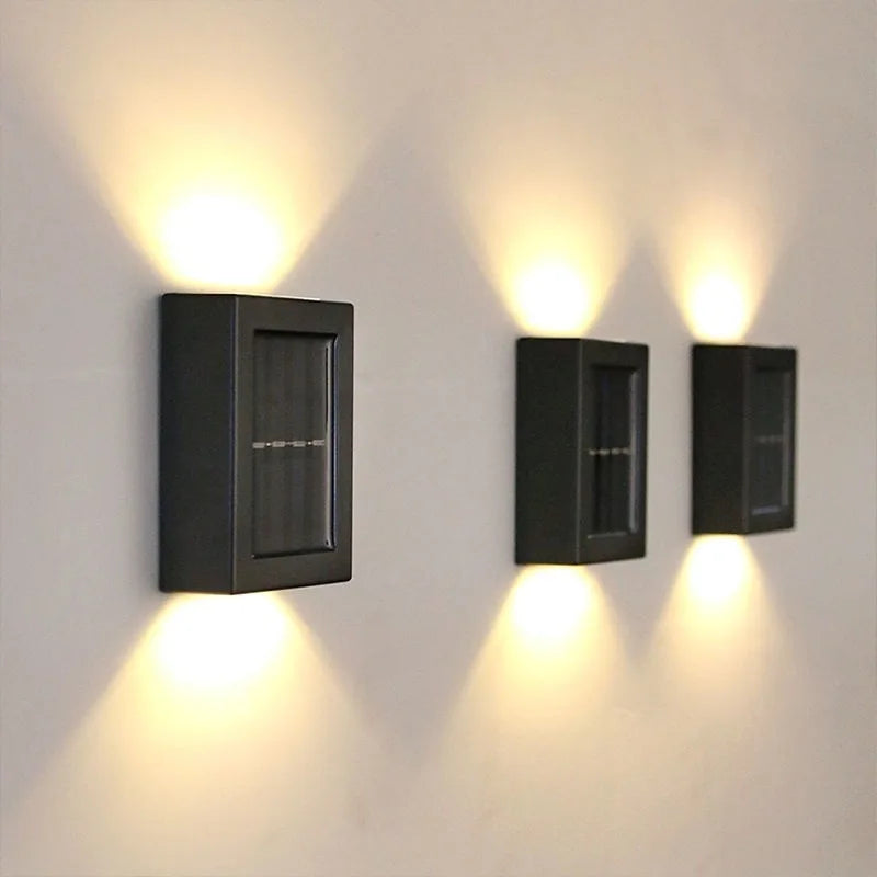 Luz Solar LED para exteriores, lámpara Solar impermeable de pared, iluminación arriba y abajo, decoración de valla para escaleras y jardín, lámpara alimentada por luz Solar