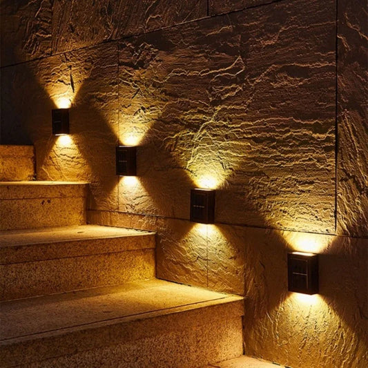 Luz Solar LED para exteriores, lámpara Solar impermeable de pared, iluminación arriba y abajo, decoración de valla para escaleras y jardín, lámpara alimentada por luz Solar