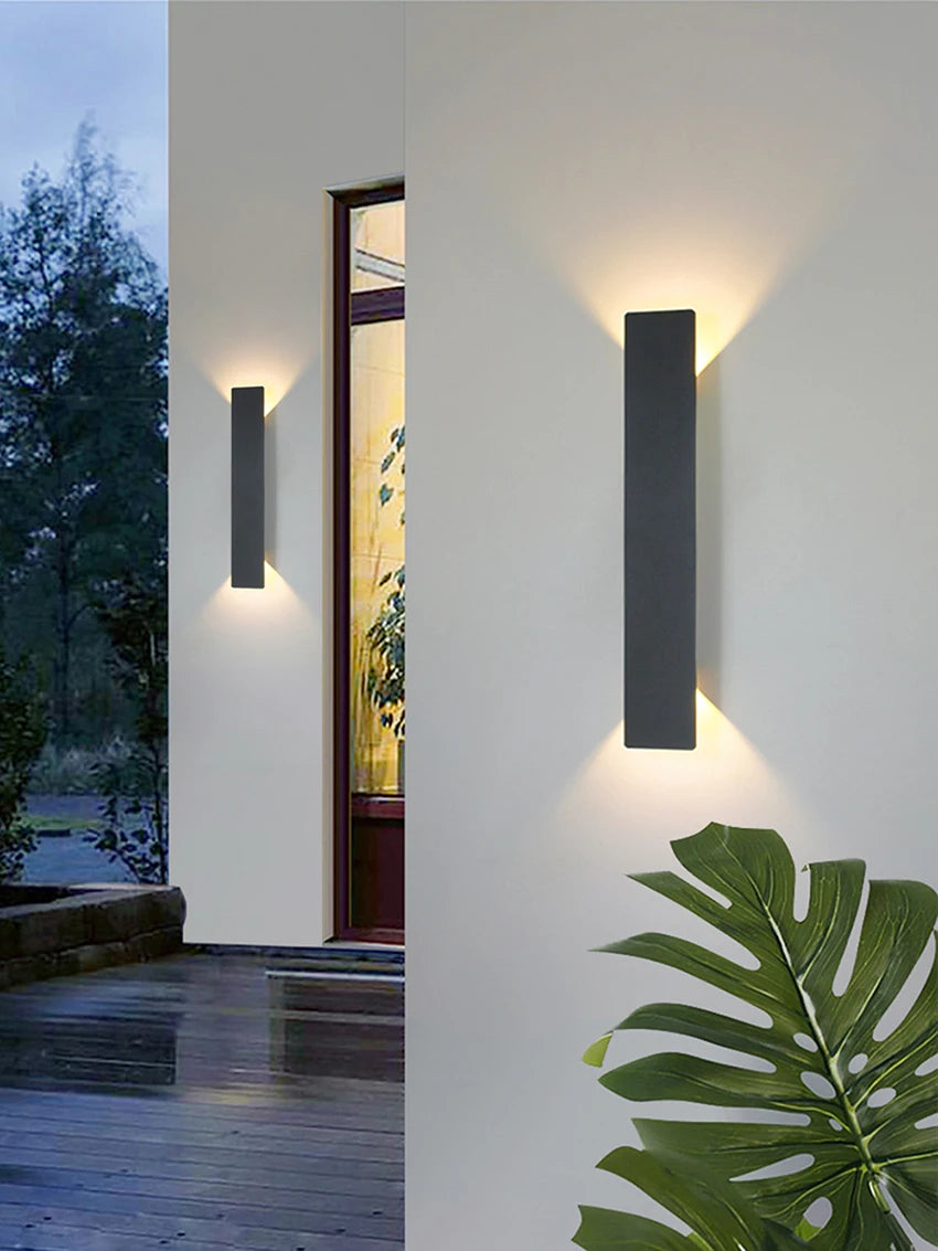 Lámpara de pared impermeable para exteriores, lámpara LED moderna de aluminio blanco y negro, lámparas de pared de luz inferior, accesorios impermeables IP65 de 110V y 220V