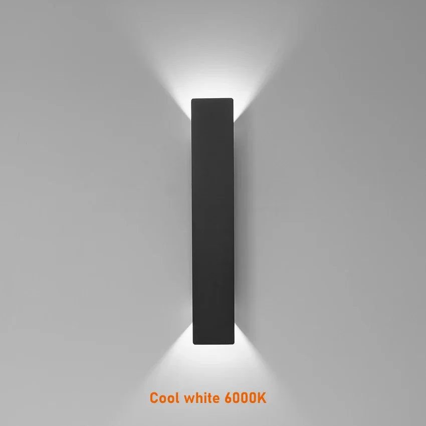 Lámpara de pared impermeable para exteriores, lámpara LED moderna de aluminio blanco y negro, lámparas de pared de luz inferior, accesorios impermeables IP65 de 110V y 220V