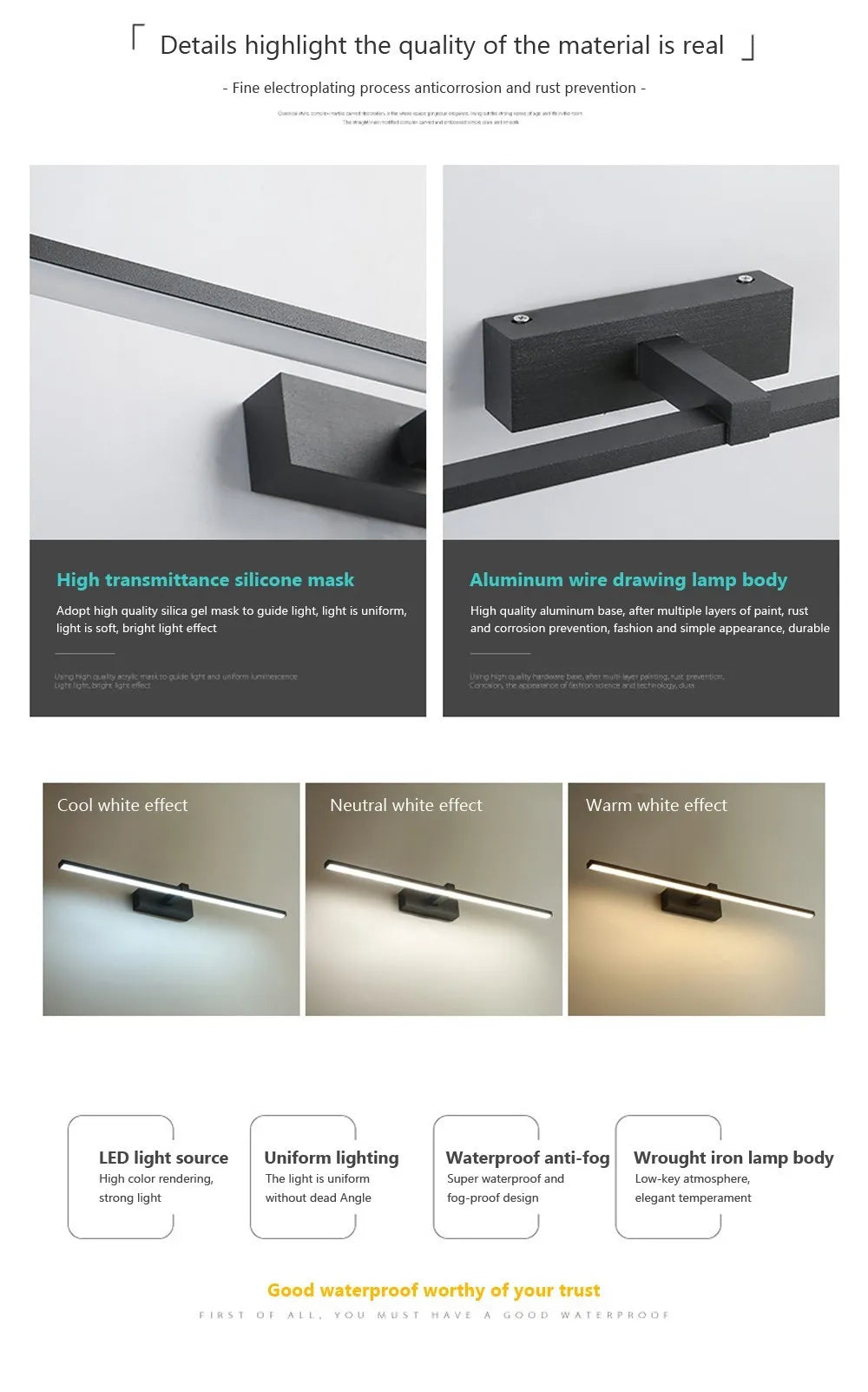 Luces Led para espejo, lámparas de pared, recarga de luz de pared para baño, lámpara plana LED, lámpara de pared interior moderna, iluminación para baño, maquillaje