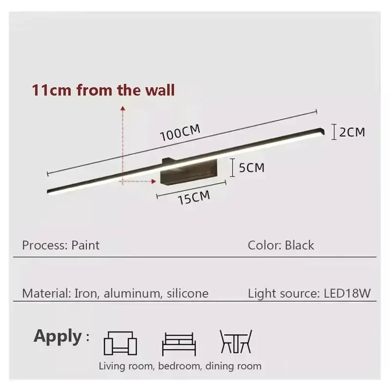 Luces Led para espejo, lámparas de pared, recarga de luz de pared para baño, lámpara plana LED, lámpara de pared interior moderna, iluminación para baño, maquillaje