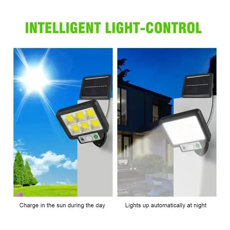 Lámpara de pared dividida Solar LED, lámparas con Sensor de movimiento impermeables de 3 modos, alumbrado público de jardín, lámpara Solar para luz de pared de seguridad de garaje