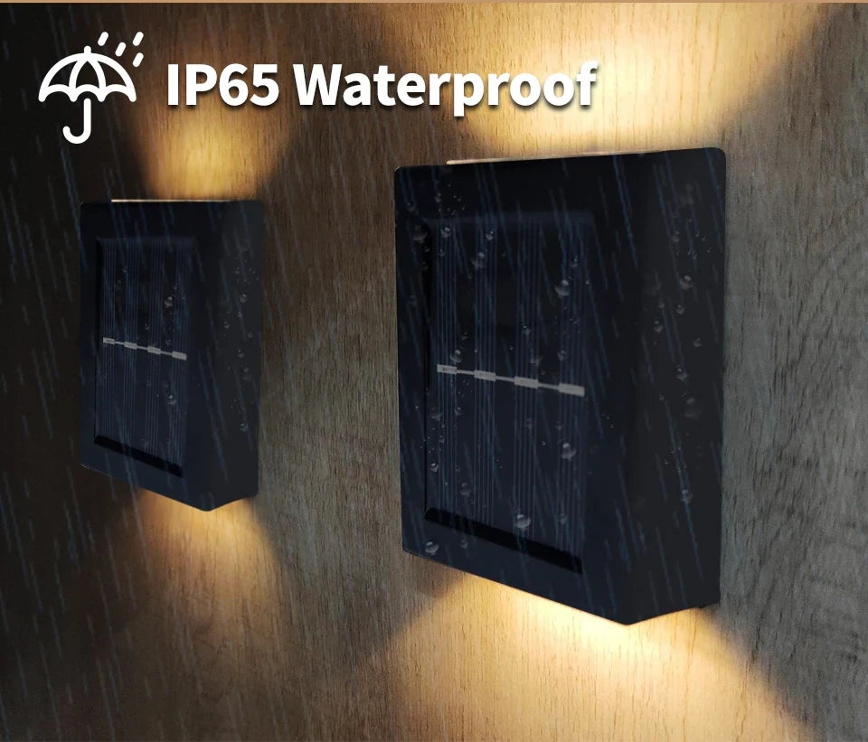 Luz Solar LED para exteriores, lámpara Solar impermeable de pared, iluminación arriba y abajo, decoración de valla para escaleras y jardín, lámpara alimentada por luz Solar
