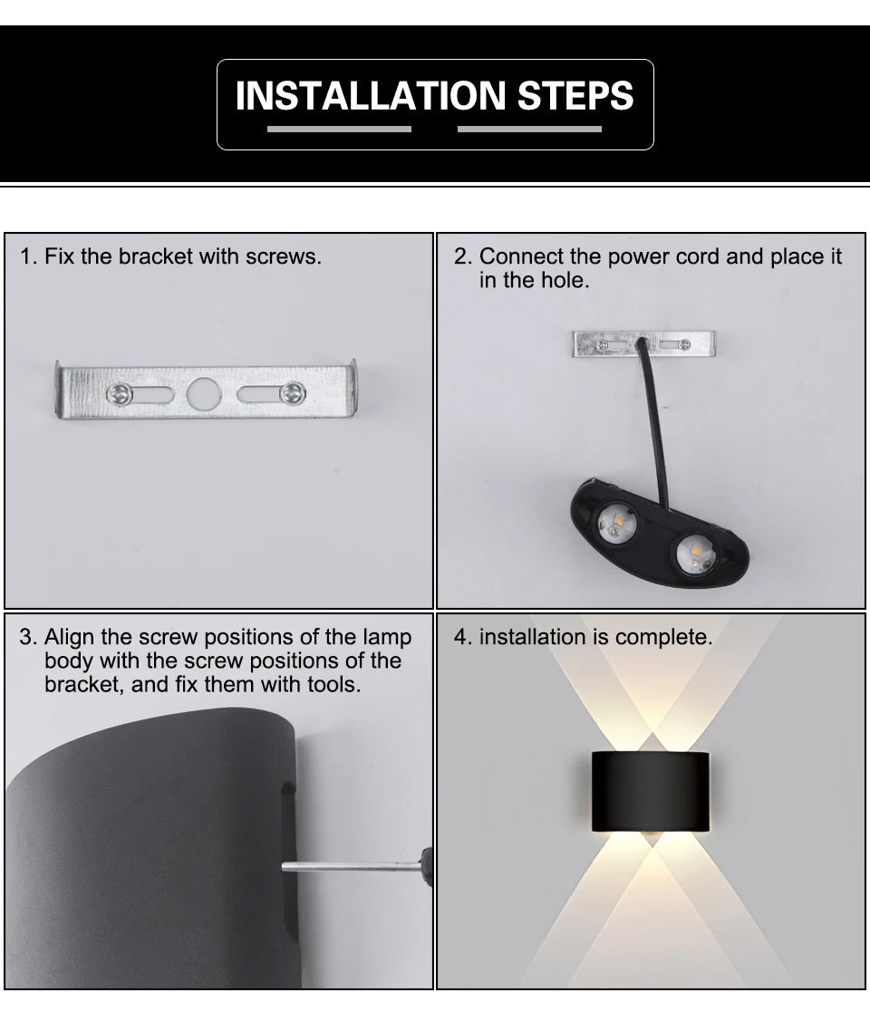 Lámpara de pared LED para interior arriba y abajo, luz de pared Interior para dormitorio, sala de estar, pasillo, iluminación exterior, decoración del hogar
