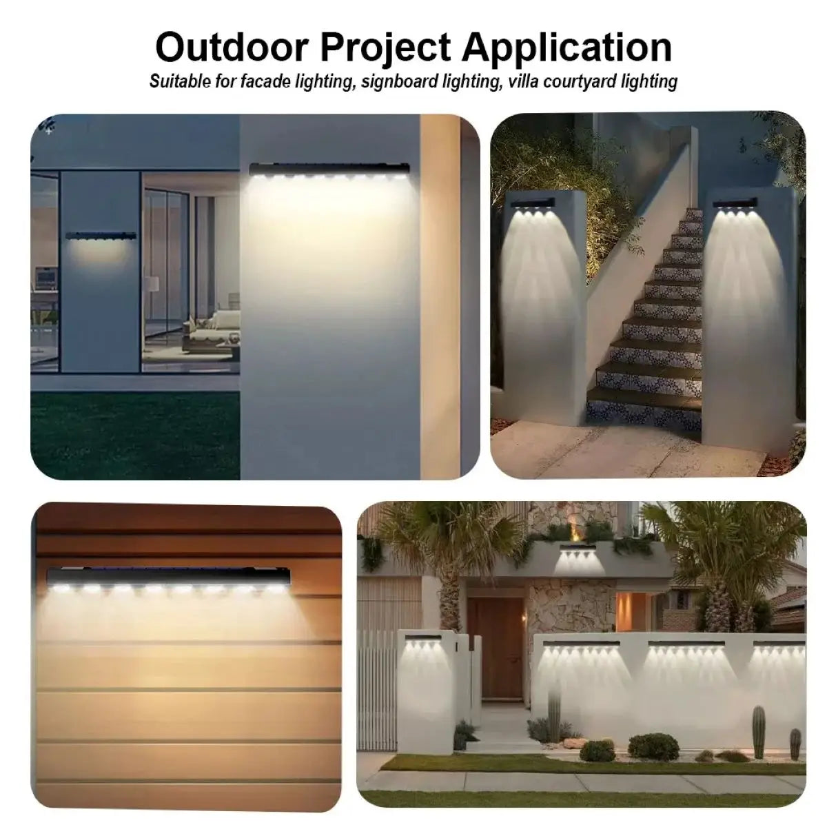 Lámpara de pared con energía Solar 4/8LED, lámpara de jardín impermeable para exteriores, balcón, escalera, valla, iluminación decorativa atmosférica