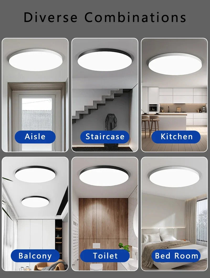 Luz de techo LED impermeable para baño, luz Circular Simple de tres pruebas, accesorio de iluminación para el hogar, sala de estar, dormitorio, pasillo, porche