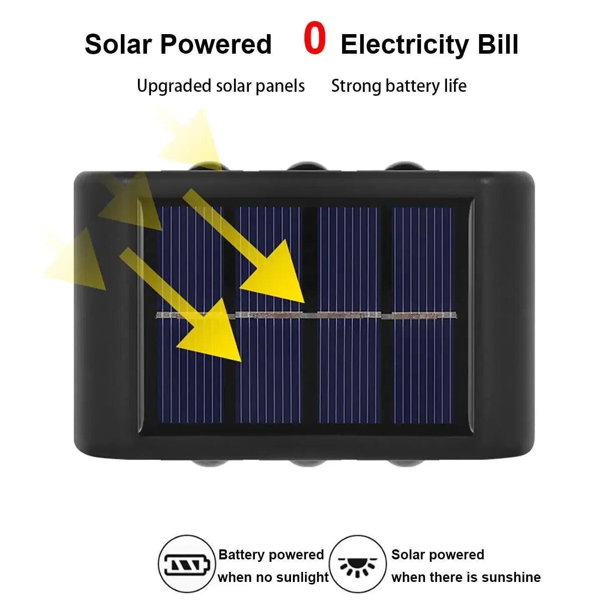 Lámpara Solar de pared para exteriores, luz cálida, impermeable, iluminación luminosa arriba y abajo, luces decorativas para balcón, patio y jardín, pared Exterior