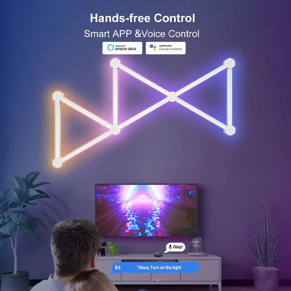 Lámpara LED de pared inteligente RGBIC, barra de luz DIY, luz nocturna de ambiente, aplicación de música, ritmo, retroiluminación de TV, decoración de sala de juegos para dormitorio