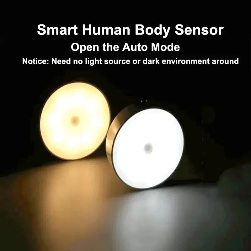 Luces LED inteligentes con Sensor de cuerpo humano, iluminación automática de emergencia, carga USB, succión magnética inalámbrica, luces LED para gabinete