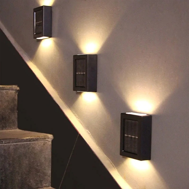 Luz Solar LED para exteriores, lámpara Solar impermeable de pared, iluminación arriba y abajo, decoración de valla para escaleras y jardín, lámpara alimentada por luz Solar