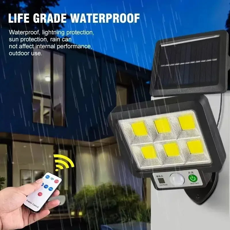 Lámpara de pared dividida Solar LED, lámparas con Sensor de movimiento impermeables de 3 modos, alumbrado público de jardín, lámpara Solar para luz de pared de seguridad de garaje