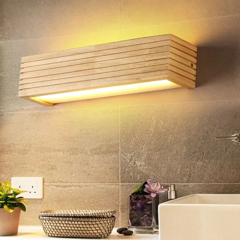 Lámparas Led modernas para pared interior, luz de madera para espejo de baño, accesorio de luces de tocador, luminaria de maquillaje, diseño japonés, decoración cálida para el hogar