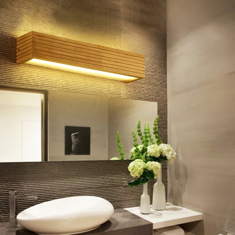 Lámparas Led modernas para pared interior, luz de madera para espejo de baño, accesorio de luces de tocador, luminaria de maquillaje, diseño japonés, decoración cálida para el hogar