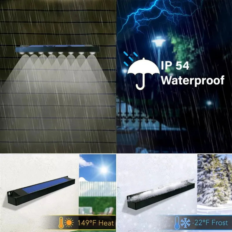 Lámpara de pared con energía Solar 4/8LED, lámpara de jardín impermeable para exteriores, balcón, escalera, valla, iluminación decorativa atmosférica