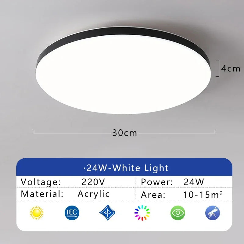 Luz de techo LED impermeable para baño, luz Circular Simple de tres pruebas, accesorio de iluminación para el hogar, sala de estar, dormitorio, pasillo, porche